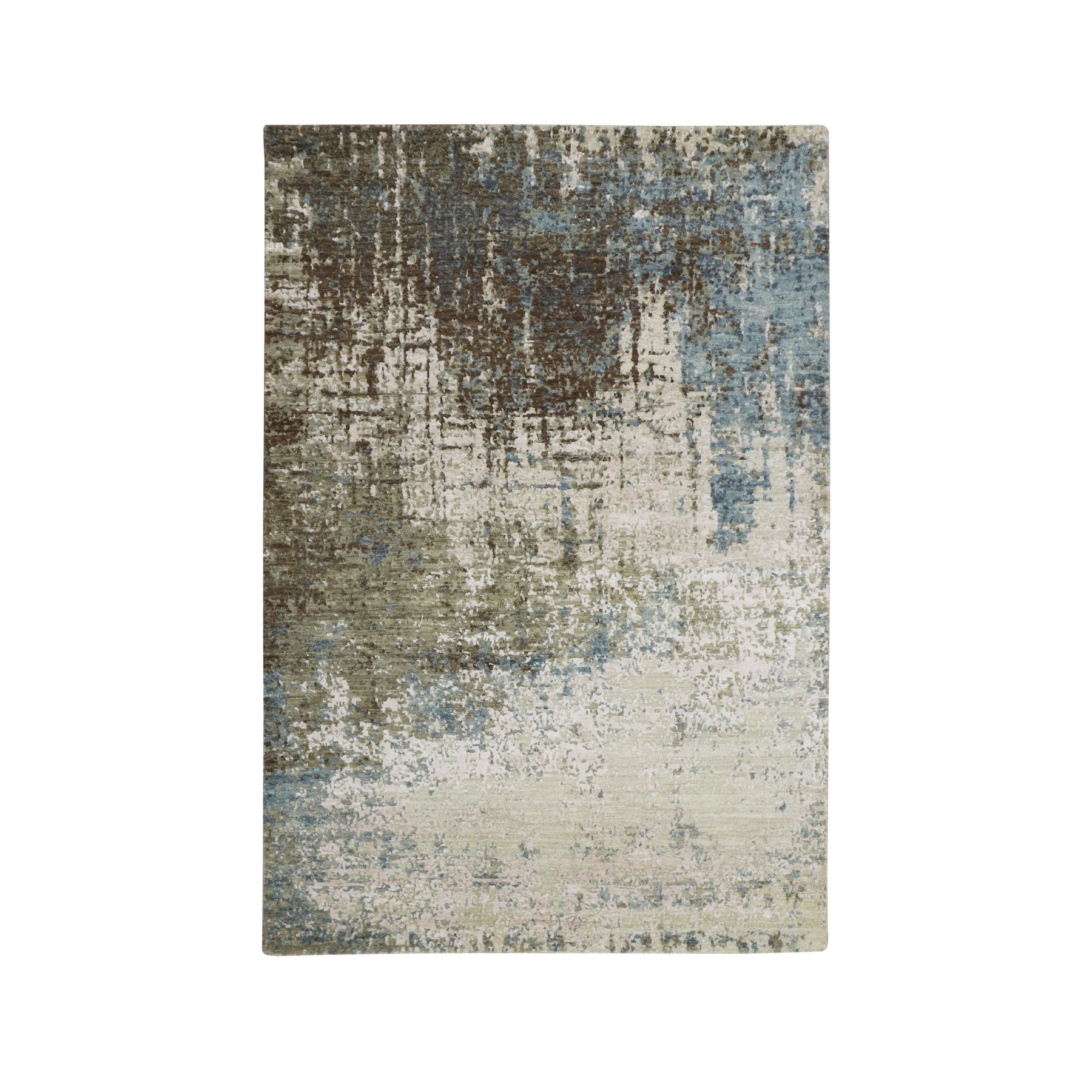 Shades of Brown, Persian Knot, Abstract with Galaxy Design, 100% Wool, Hand Knotted, Densely Woven, Oriental Rug